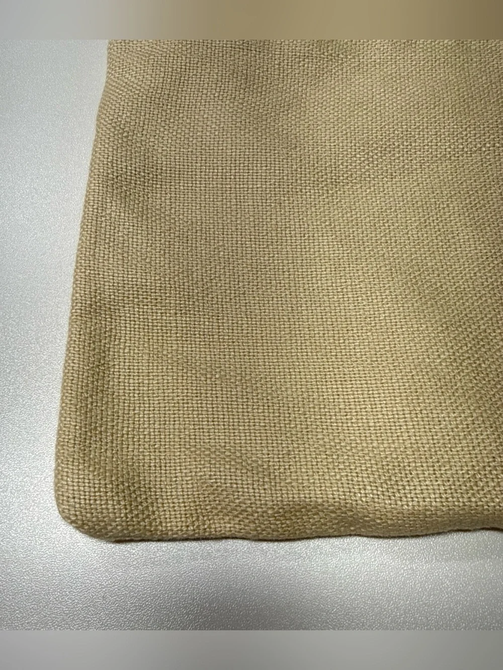 Pottery Barn Gold Light Yellow Pillow Cover 100% Linen Large Button 18